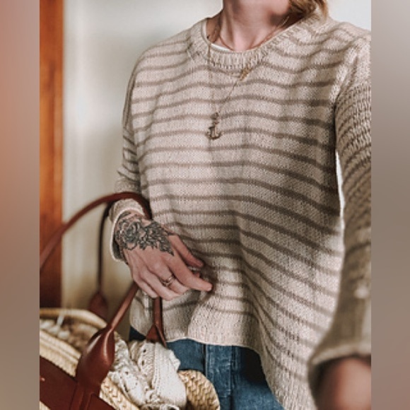 Primark Cream & Brown Striped Oversized Sweater - Picture 2 of 7